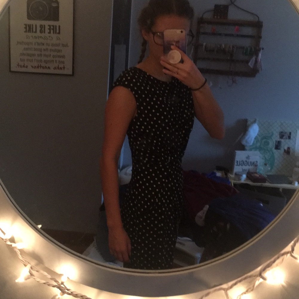 Merona black & white polka dot dress. Knee length